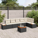 vidaXL Tuinbank Set met kussen 6 pcs Zwart Poly rattan