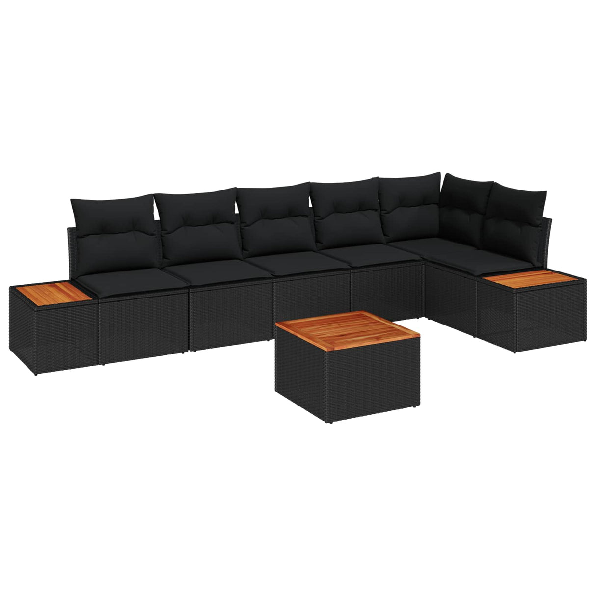vidaXL Tuinbank Set met kussen 6 pcs Zwart Poly rattan