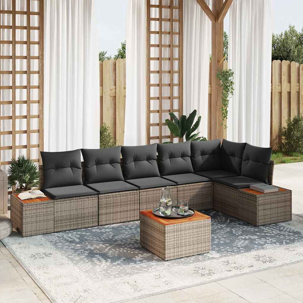 vidaXL Tuinbank Set met kussen 6 pcs Zwart Poly rattan