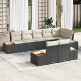 vidaXL Tuinbank Set met kussen 8 pcs Zwart Poly rattan