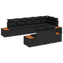 vidaXL Tuinbank Set met kussen 8 pcs Zwart Poly rattan