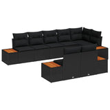 vidaXL Tuinbank Set met kussen 8 pcs Zwart Poly rattan