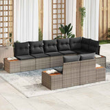 vidaXL Tuinbank Set met kussen 8 pcs Zwart Poly rattan