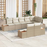 vidaXL Tuinbank Set met kussen 8 pcs Zwart Poly rattan