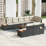 vidaXL Tuinbank Set met kussen 8 pcs Zwart Poly rattan