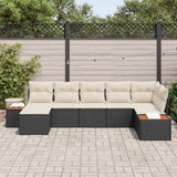 vidaXL Tuinbank Set met kussen 7 pcs Zwart poly rattan