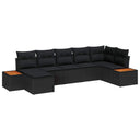 vidaXL Tuinbank Set met kussen 7 pcs Zwart poly rattan