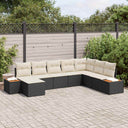 vidaXL Tuinbank Set met kussen 8 pcs Zwart Poly rattan