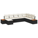 vidaXL Tuinbank Set met kussen 8 pcs Zwart Poly rattan