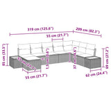 vidaXL Tuinbank Set met kussen 8 pcs Zwart Poly rattan