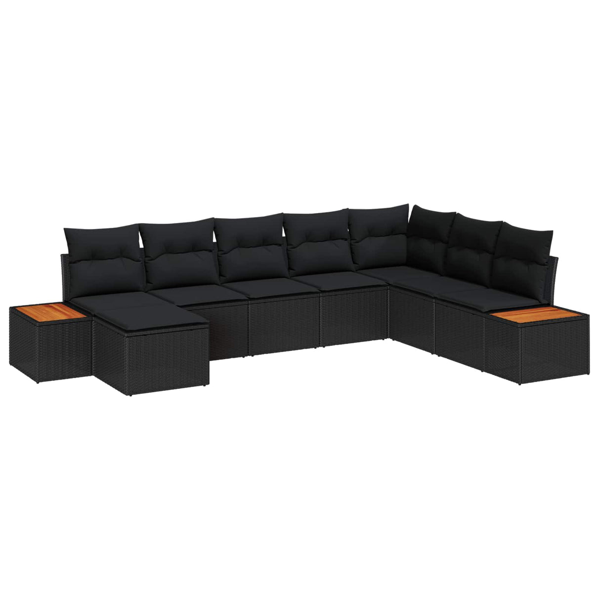 vidaXL Tuinbank Set met kussen 8 pcs Zwart Poly rattan