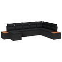 vidaXL Tuinbank Set met kussen 8 pcs Zwart Poly rattan