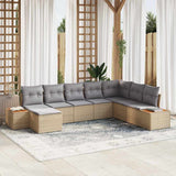 vidaXL Tuinbank Set met kussen 8 pcs Zwart Poly rattan