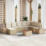 vidaXL Tuinbank Set met kussen 8 pcs Zwart Poly rattan