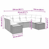 vidaXL Tuinbank Set met kussen 6 pcs Zwart poly rattan