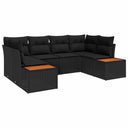 vidaXL Tuinbank Set met kussen 6 pcs Zwart poly rattan