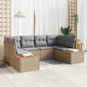 vidaXL Tuinbank Set met kussen 6 pcs Zwart poly rattan