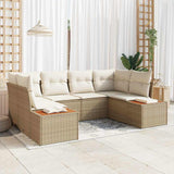 vidaXL Tuinbank Set met kussen 6 pcs Zwart poly rattan