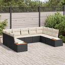 vidaXL Tuinbank Set met kussen 9 pcs Zwart Poly rattan