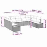 vidaXL Tuinbank Set met kussen 9 pcs Zwart Poly rattan
