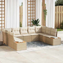 vidaXL Tuinbank Set met kussen 9 pcs Zwart Poly rattan