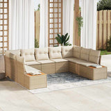 vidaXL Tuinbank Set met kussen 9 pcs Zwart Poly rattan