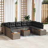 vidaXL Tuinbank Set met kussen 9 pcs Zwart Poly rattan