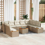 vidaXL Tuinbank Set met kussen 9 pcs Zwart Poly rattan