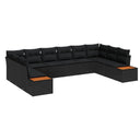 vidaXL Tuinbank Set met kussen 10 pcs Zwart Poly rattan