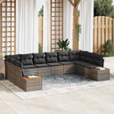 vidaXL Tuinbank Set met kussen 10 pcs Zwart Poly rattan
