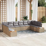 vidaXL Tuinbank Set met kussen 10 pcs Zwart Poly rattan