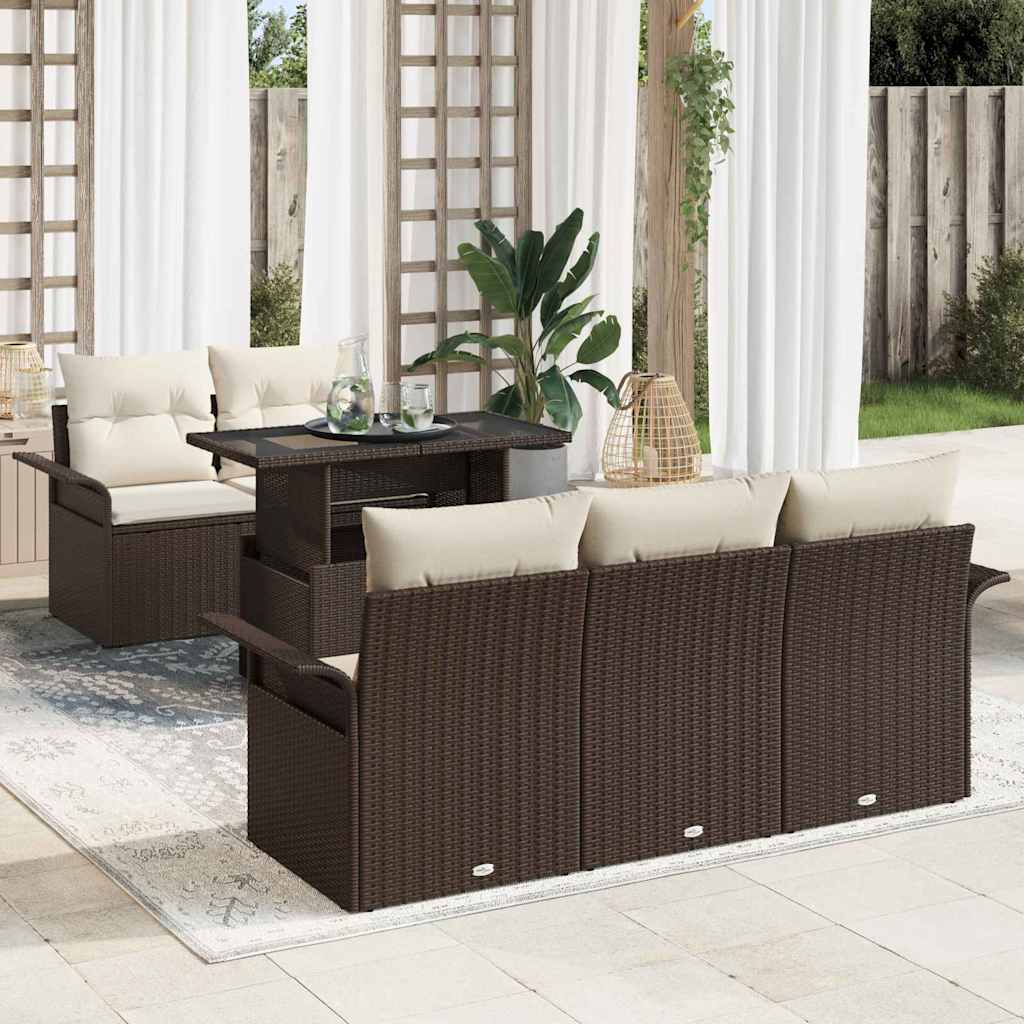 vidaXL Tuinbank Set met kussen 6 pcs Zwart poly rattan