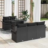 vidaXL Tuinbank Set met kussen 6 pcs Zwart poly rattan