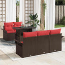 vidaXL Tuinbank Set met kussen 6 pcs Bruin poly rattan