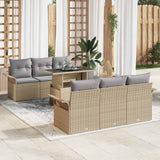 vidaXL Tuinbank Set met kussen 7 pcs Zwart poly rattan