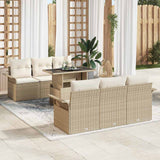 vidaXL Tuinbank Set met kussen 7 pcs Zwart poly rattan