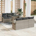vidaXL Tuinbank Set met kussen 7 pcs Zwart poly rattan