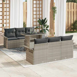 vidaXL Tuinbank Set met kussen 7 pcs Zwart poly rattan