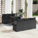 vidaXL Tuinbank Set met kussen 7 pcs Zwart poly rattan