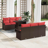 vidaXL Tuinbank Set met kussen 7 pcs Bruin poly rattan