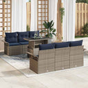 vidaXL Tuinbank Set met kussen 7 pcs Bruin poly rattan
