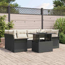 vidaXL Tuinbank Set met kussen 7 pcs Zwart Poly rattan
