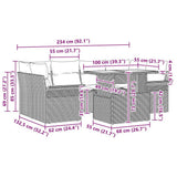 vidaXL Tuinbank Set met kussen 7 pcs Zwart Poly rattan