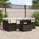 vidaXL Tuinbank Set met kussen 7 pcs Zwart Poly rattan