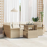 vidaXL Tuinbank Set met kussen 7 pcs Zwart Poly rattan