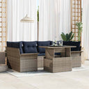 vidaXL Garden Sofa Set with cushions 7 pcs Brown poly rattan