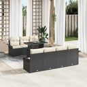 vidaXL Tuinbank Set met kussen 8 pcs Zwart poly rattan