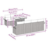 vidaXL Tuinbank Set met kussen 8 pcs Zwart poly rattan