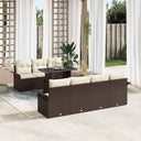 vidaXL Tuinbank Set met kussen 8 pcs Zwart poly rattan