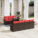 vidaXL Tuinbank Set met kussen 8 pcs Bruin poly rattan
